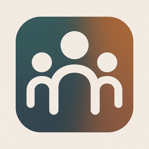 Logo symbolising unity and diversity with three stylised people inside a gradient square, reflecting a collaborative cybersecurity ethos.